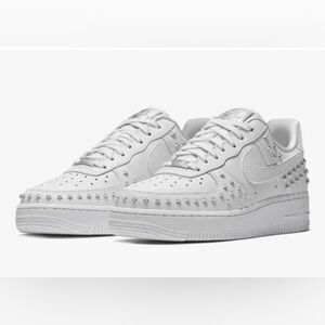 Nike Air Force 1 Low '07 XX "White Studded" star studs and silver metallic laces
